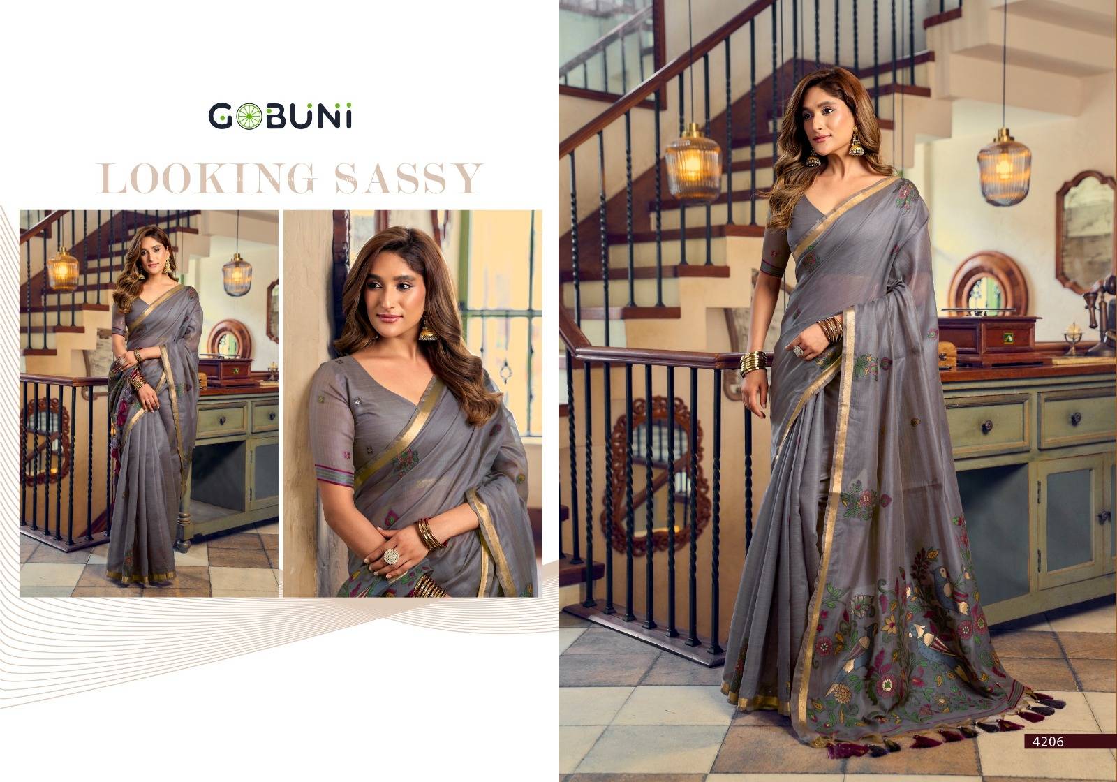 SHREYA BY GOBUNI 4201 To 4206 Series Indian Traditional Wear Collection Beautiful Stylish Fancy Colorful Occasional Wear Kolkata Cotton Sarees At Wholesale Price